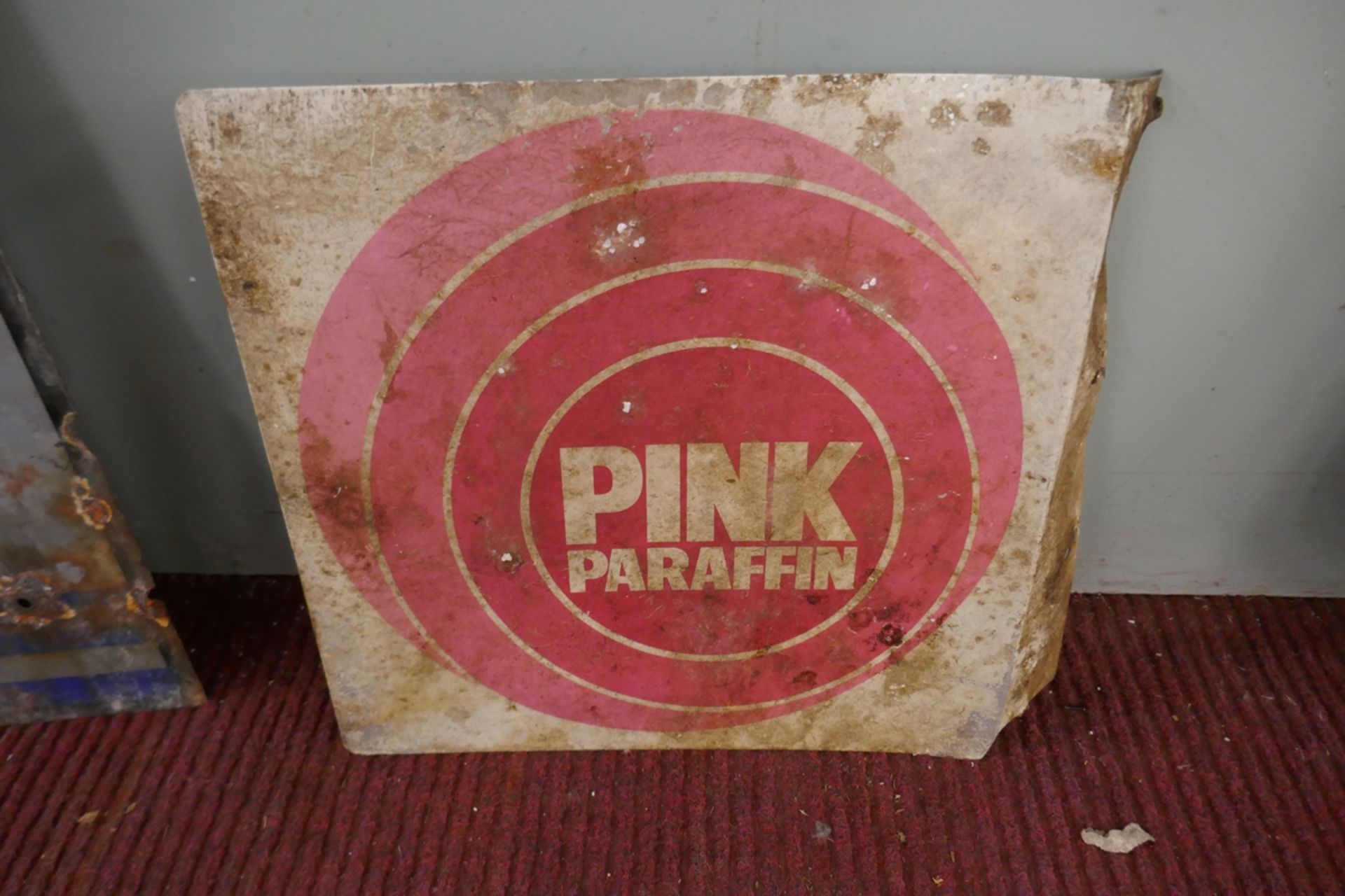 Metal Pink Paraffin sign - Approx size: 41cm x 41cm - Image 2 of 2