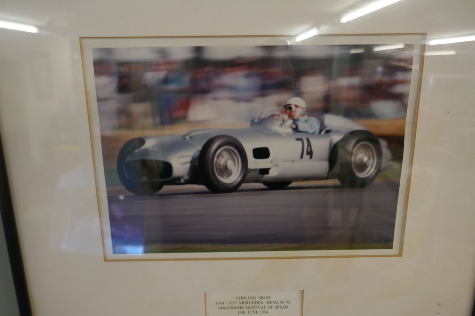 Framed photograph of Stirling Moss 1954-55 Mercedes Benz Goodwood Festival of Speed 1954 - Approx - Image 2 of 3