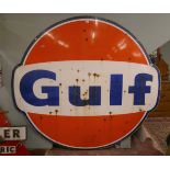 Very large original enamel sign - Gulf - Approx size: 200cm x 185cm