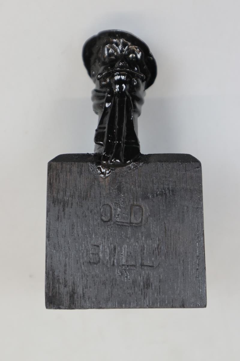 Old Bill black painted mascot on wooden base - Image 3 of 3
