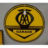 Enamel sign AA Garage - Approx diameter 60cm