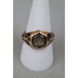 Antique 15ct gold gents enamelled memorial ring - Size R