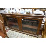 Burr walnut glazed bookcase - Approx size W: 156cm D: 33cm H: 95cm