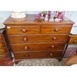 Good Victorian mahogany chest of 2 over 3 drawers on bracket feet - Approx size W: 117cm D: 55cm