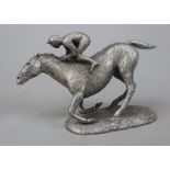 Metal horse and jockey ornament signed Tweed