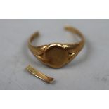 18ct gold signet ring A/F - Approx weight: 4.08g