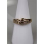 9ct gold channel diamond set ring - Size M