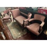 Chaise lounge and pair of matching tub chairs