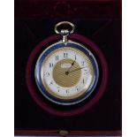 Movado Surete 18ct gold and machine enameled pocket watch in good working order