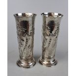 Pair of large hallmarked silver vases - Approx weight: 650g