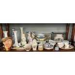 Large collection of ceramics to include candlesticks etc