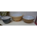 Collection of stoneware kitchen mixing bowls