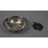 Hallmarked silver medal together with a hallmarked silver dish