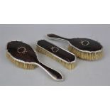 3 piece tortoise shell and silver brush set