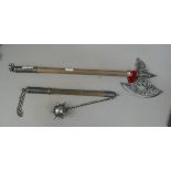 Reproduction ball and chain mace together with a reproduction fighting axe