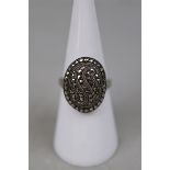 1930's silver marcasite ring - Size M