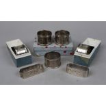 Collection of hallmarked silver napkin rings - Approx weight: 180g