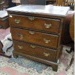 Antique oak chest of 3 drawers - Approx size W: 82cm D: 48cm H: 88cm