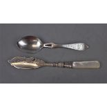 Hallmarked silver butter knife and honey spoon
