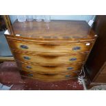 Mahogany bow front chest of drawers - Approx size W: 92cm D: 48cm H: 85cm