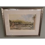 Watercolour of estate scene by Karl Hagerdorn - Image size: 42cm x 26cm