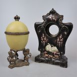 Ceramic clock stand marked Albert together with an egg shaped trinket box