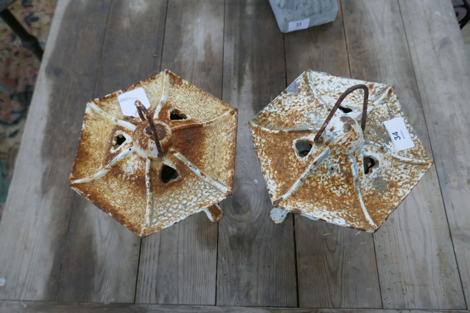 Pair of cast iron Oriental candle lanterns - Image 2 of 3