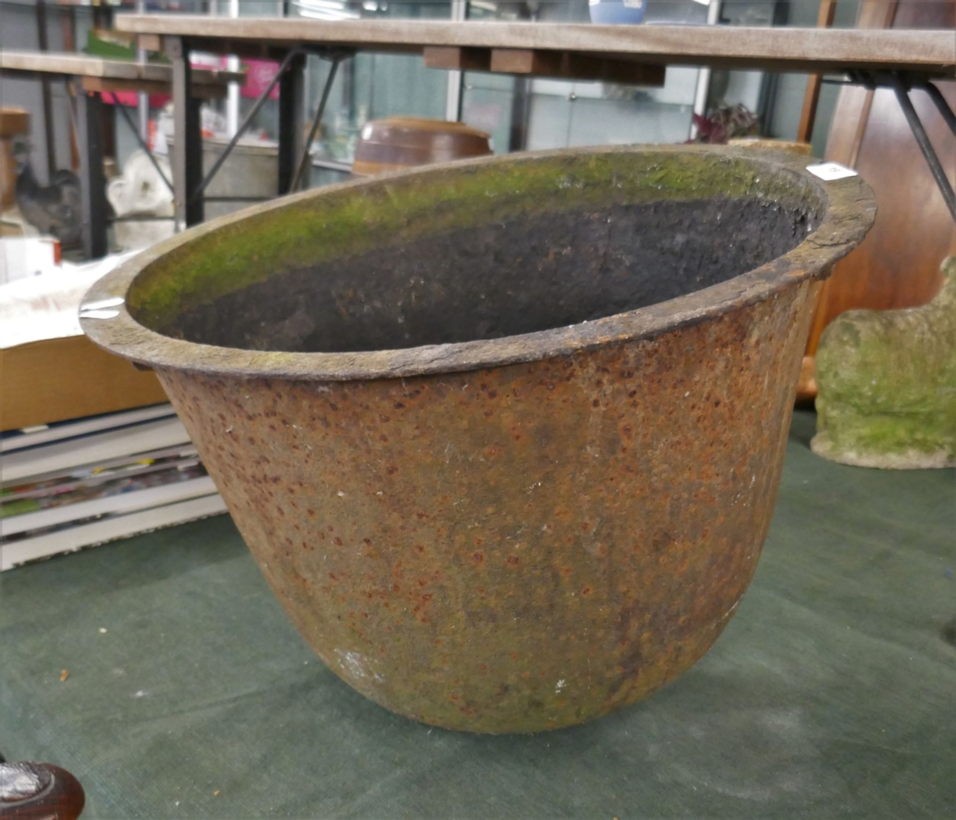 Large iron wash bowl