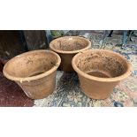 3 terracotta planters - approx H: 30cm D: 43cm