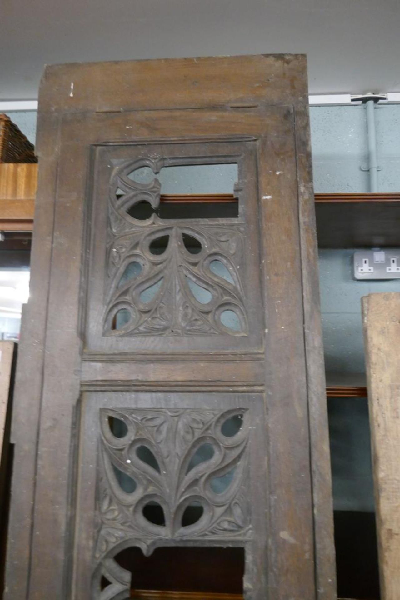 Large antique carved wooden hinged frontage - Image 3 of 4