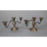 Pair of 3 tier candlesticks marked Gorham Sterling weighted and reinforced with other metals