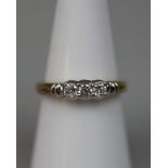 9ct 3 stone diamond ring - Size M