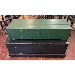 Pine trunk painted black together with a green WWII ammo box/trunk