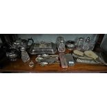 Collection of silver plate together with a shaving kit