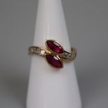 18ct ruby and diamond ring - Size M