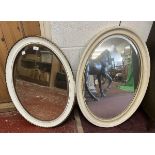 2 oval bevel glass mirrors