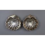 Pair of hallmarked silver bon bon dishes in the form of shells - Approx weight: 447g