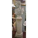 Large stone bust on Corinthian column plinth - Approx height: 182cm