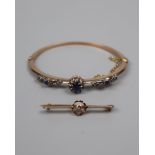 Fine 14ct gold diamond & sapphire bracelet & brooch set with interchangeable stones