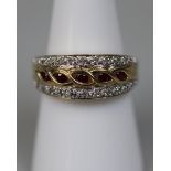 9ct ruby and diamond set ring - Size O