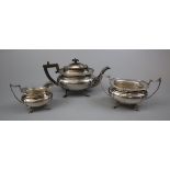 Hallmarked silver tea service - Approx overall weight: 1.4Kg