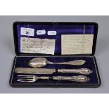 Antique hallmarked silver christening set 1868