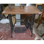 Singer sewing machine base converted into a table