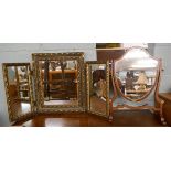 2 mirrors - one shield shaped dressing table mirror the other a 3 way triptych