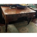 Reeded leg Victorian desk - Approx size: Width 120cm Depth 54cm Height 80cm
