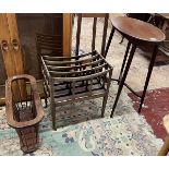 Edwardian mahogany occasional table together with Canterbury and magazine rack