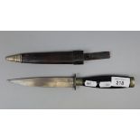 Military knife with leather sheath