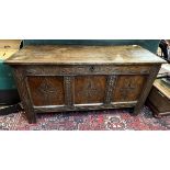 18thC oak coffer with candle box