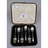 Set of 6 cased silver spoons