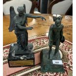 2 metal figurines presented to Nick Scheele by Jaguar Brescia - Approx height of tallest 25cm